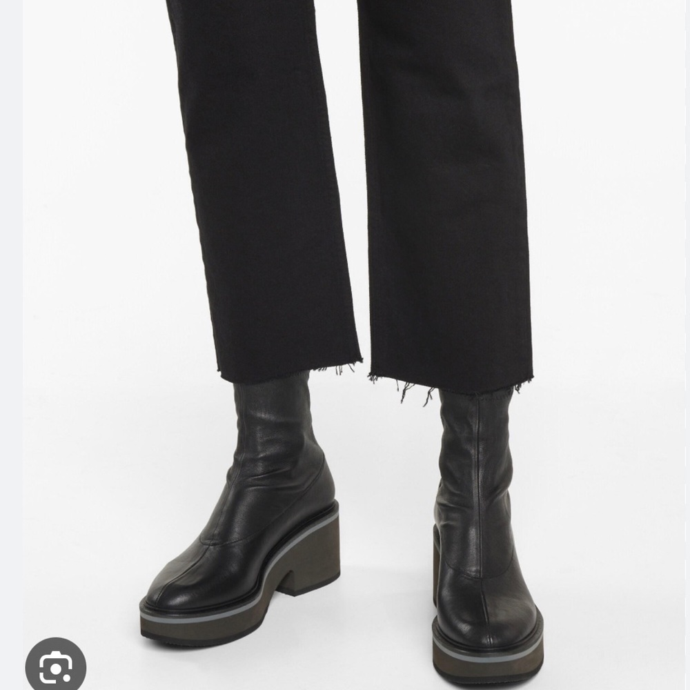 CLERGERIE Albane Black Leather Platform Ankle Boots 39/9 NIB